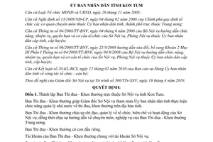 Quyết định 18/2010/QĐ-UBND thành lập Ban Thi đua  Khen thưởng tỉnh Kon Tum