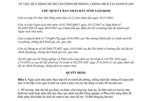Quyết định 855/QĐ-UBND năm 2010 quy định chế độ tài chính để phòng chống dịch