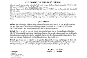 Quyết định 1741/QĐ-CT điều chỉnh bảng giá tối thiểu tính lệ phí trước bạ