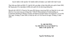 Thông báo 04/2010/TB-LPQT ngày điều ước quốc tế nhiều bên có hiệu lực