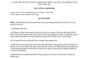 Quyết định 567/QĐ-TTg Phê duyệt Chương trình phát triển vật liệu xây không nung