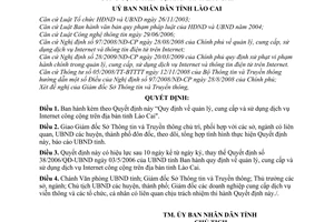 Quyết định 06/2010/QĐ-UBND quản lý cung cấp sử dụng dịch vụ internet