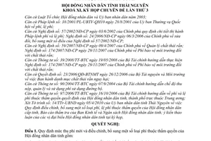 Nghị quyết 02/2010/NQ-HĐND  mức thu phí mới điều chỉnh, bổ sung