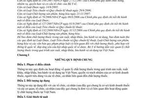 Thông tư 09/2010/TT-BYT hướng dẫn quản lý chất lượng thuốc