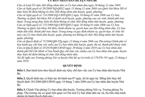 Quyết định 384/2010/QĐ-UBND Quy chế làm việc Ủy ban nhân dân huyện