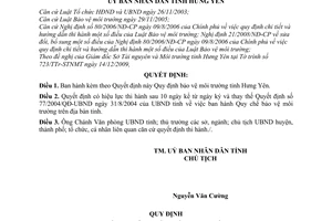 Quyết định 12/2010/QĐ-UBND bảo vệ môi trường tỉnh Hưng Yên