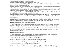 Thông tư 12/2010/TT-BYT Danh mục thuốc y học cổ truyền chủ yếu sử dụng