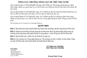 Quyết định 311/QĐ-TCDT năm 2010 Danh mục mã kho tàng Dự trữ Nhà nước