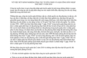 Chỉ thị 42/CT-BQP rút kinh nghiệm công tác tuyển chọn và gọi công dân