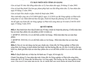 Quyết định 13/2010/QĐ-UBND Quy chuẩn kỹ thuật địa phương  điều kiện đảm bảo an toàn thực phẩm cho sản phẩm cá khô mắm cá An Giang