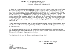 Công văn 2125/VPCP-KTN triển khai Dự án xây dựng đường Hòa Lạc - thành phố Hòa Bình theo hình thức Hợp đồng BT