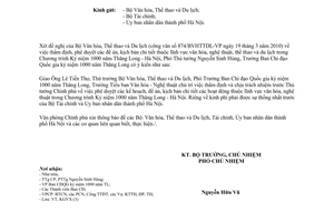 Công văn 2215/VPCP-KGVX đề án, kịch bản chi tiết lĩnh vực văn hóa, nghệ thuật, thể thao du lịch kỷ niệm 1000 năm Thăng Long Hà Nội