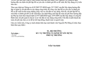 Công văn 38/BXD-KTXD hướng dẫn xác định chi phí lập Hồ sơ yêu cầu