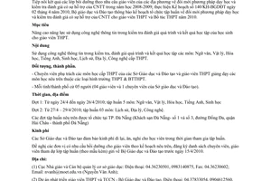 Công văn 1731/BGDĐT-NGCBQLGD triệu tập học viên tham gia lớp tập huấn đổi mới phương pháp dạy học kiểm tra đánh giá có sự hỗ trợ công nghệ thông tin