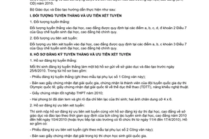 Công văn 1706/BGDĐT-GDDH hướng dẫn tuyển thẳng ưu tiên xét tuyển vào đại học, cao đẳng năm 2010