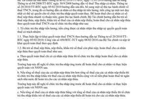 Công văn 4283/BTC-TCT  bù trừ thuế, hoàn thuế theo quyết toán thuế tổ chức trả thu nhập