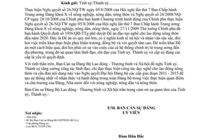 Công văn 11/CV-BCS đào tạo nghề cho lao động nông thôn