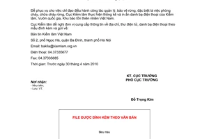 Công văn 502/KL-THDL  thống kê danh bạ điện thoại kiểm lâm