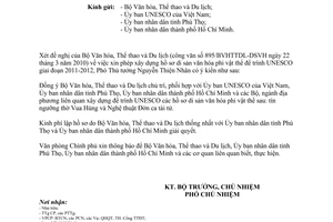 Công văn 2496/VPCP-KGVX xây dựng hồ sơ di sản văn hóa phi vật thể  trình UNESCO