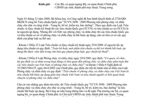 Công văn 887/BCA-TCVII hướng dẫn áp dụng Tiêu chuẩn Quốc gia phòng cháy chữa cháy