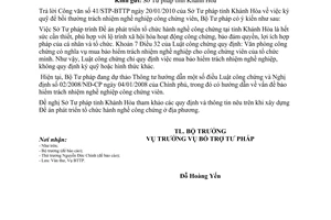 Công văn 1019/BTP-HCTP ký quỹ bồi thường trách nhiệm nghề nghiệp công chứng viên