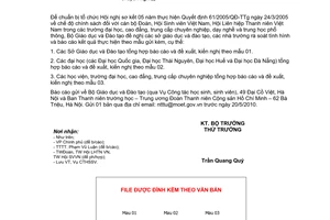 Công văn 1983/BGDĐT-CTHSSV báo cáo tình hình thực hiện Quyết định 61/2005/QĐ-TTg chế độ chính sách cán bộ Đoàn, Hội sinh viên