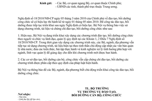 Công văn 1097/BNV-ĐT sử dụng chương trình, tài liệu và chứng chỉ đào tạo, bồi dưỡng công chức