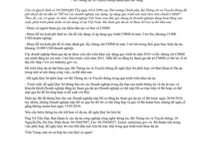 Công văn 1073/BTTTT-CNTT đăng ký tham gia dự án Hỗ trợ các doanh nghiệp