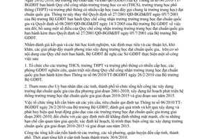 Công văn 2025/BGDĐT-GDTrH tổng kết công tác xây dựng trường chuẩn quốc giai giai đoạn 2001-2010