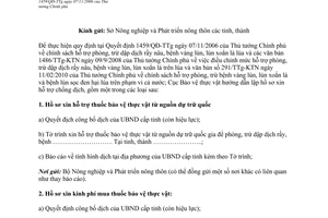 Công văn 578/BVTV-TV hướng dẫn thực hiện Quyết định 1459/QĐ-TTg