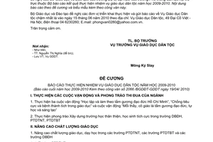 Công văn 2066/BGDĐT-GDĐT báo cáo thực hiện nhiệm vụ giáo dục dân tộc năm học 2009-2010