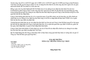 Công văn 4945/BTC-TCT sử dụng hóa đơn điện tử Công ty Intel