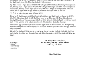 Công văn 1301/TCT-CS về tỷ lệ thu lệ phí trước bạ ôtô