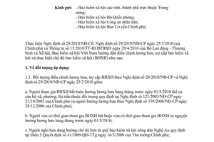 Công văn 1485/BHXH-CSXH hướng dẫn điều chỉnh lương hưu, trợ cấp bảo hiểm xã hội