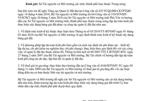 Công văn 1396/BTNMT-TC lập dự toán kinh phí thực hiện xây dựng bảng giá đất