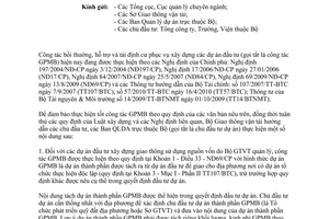 Công văn 2740/BGTVT-QLXD hướng dẫn giải phóng mặt bằng các dự án xây dựng giao thông 2010