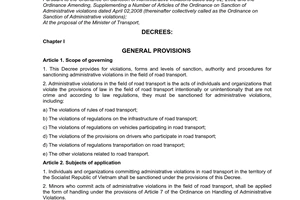 Decree No. 34/2010/ND-CP sanction of administrative violations in the field