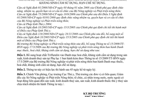 Thông tư 20/2010/TT-BNNPTNT sửa đổi Thông tư 15/2009/TT-BNN  danh mục thuốc, hoá chất, kháng sinh cấm sử dụng, hạn chế sử dụng