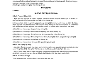 Nghị định 34/2010/NĐ-CP xử phạt vi phạm hành chính trong lĩnh vực giao thông đường bộ