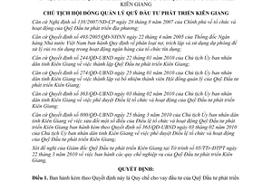 Quyết định 859/QĐ-UBND năm 2010 Quy chế cho vay quỹ đầu tư phát triển Kiên Giang