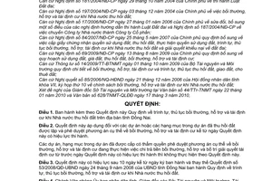 Quyết định 21/2010/QĐ-UBND  trình tự thủ tục bồi thường,hỗ trợ, tái định cư