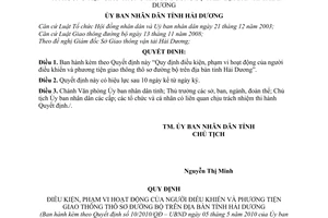 Quyết định 10/2010/QĐ-UBND điều kiện, phạm vi hoạt động