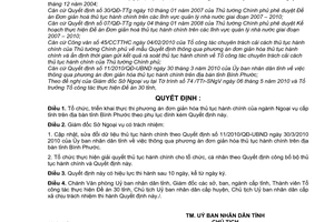 Quyết định 32/2010/QĐ-UBND thực thi phương án đơn giản hóa thủ tục hành chính