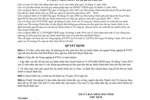 Quyết định 29/2010/QĐ-UBND thực thi phương án đơn giản hóa thủ tục hành chính