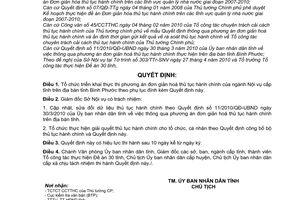 Quyết định 23/2010/QĐ-UBND thực thi phương án đơn giản hoá thủ tục hành chính
