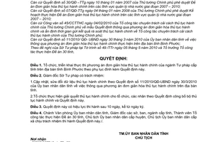 Quyết định 25/2010/QĐ-UBND thực thi phương án đơn giản hóa thủ tục hành chính