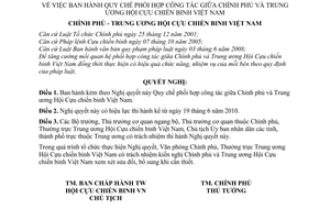 Nghị quyết liên tịch 01/2010/NQLT-CP-HCCBVN Quy chế phối hợp công tác