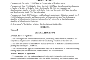 Decree No. 47/2010/ND-CP on administrative sanctioning of violations of the Labo