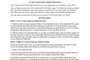 Quyết định 15/2010/QĐ-UBND chức năng nhiệm vụ quyền hạn Thanh tra Vĩnh Long