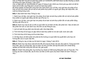 Thông tư 29/2010/TT-BNNPTNT Danh mục chỉ tiêu, mức giới hạn cho phép